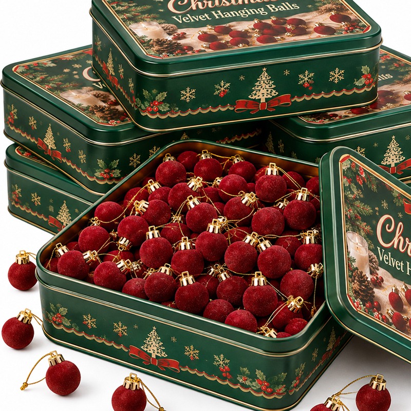 Home Decor Indonesia - Palline di Natale in Velluto Rosso