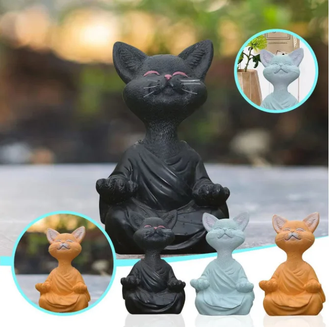 Home Decor Za - Meditazione Gatto Scultura Decorazione da giardino